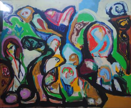 abstrakt kunst klatmaleri 
